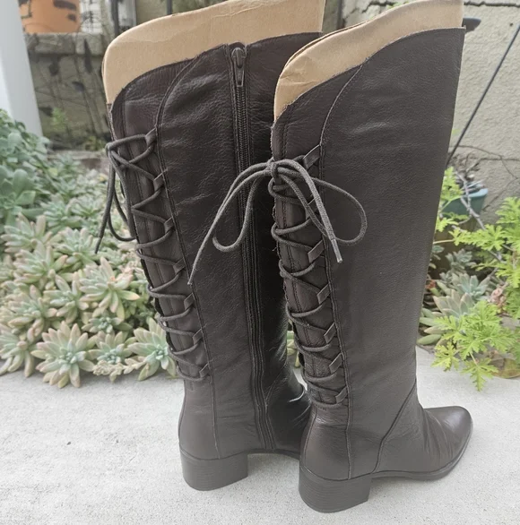 Corso Como Caldwell Tall Lace UP Boots New In Box 37.5M Coffee - Picture 1 of 8